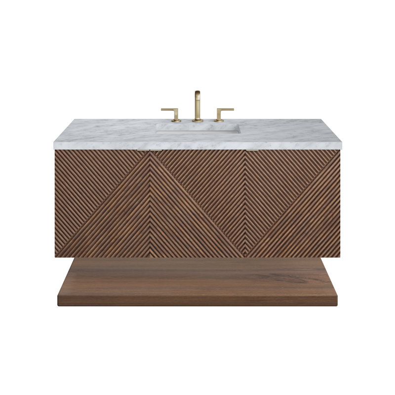 Marcello 48'' Single Bathroom Vanity with Quartz Top, Carrara White Marble