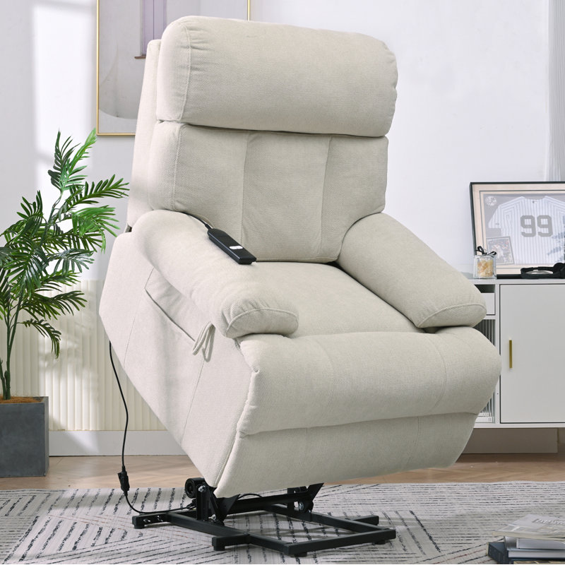 Oversized Power Lift Recliner Chair For Elderly, Electric Fabric Recliner With Extended Footrest, Remote Control & Spacious Seat