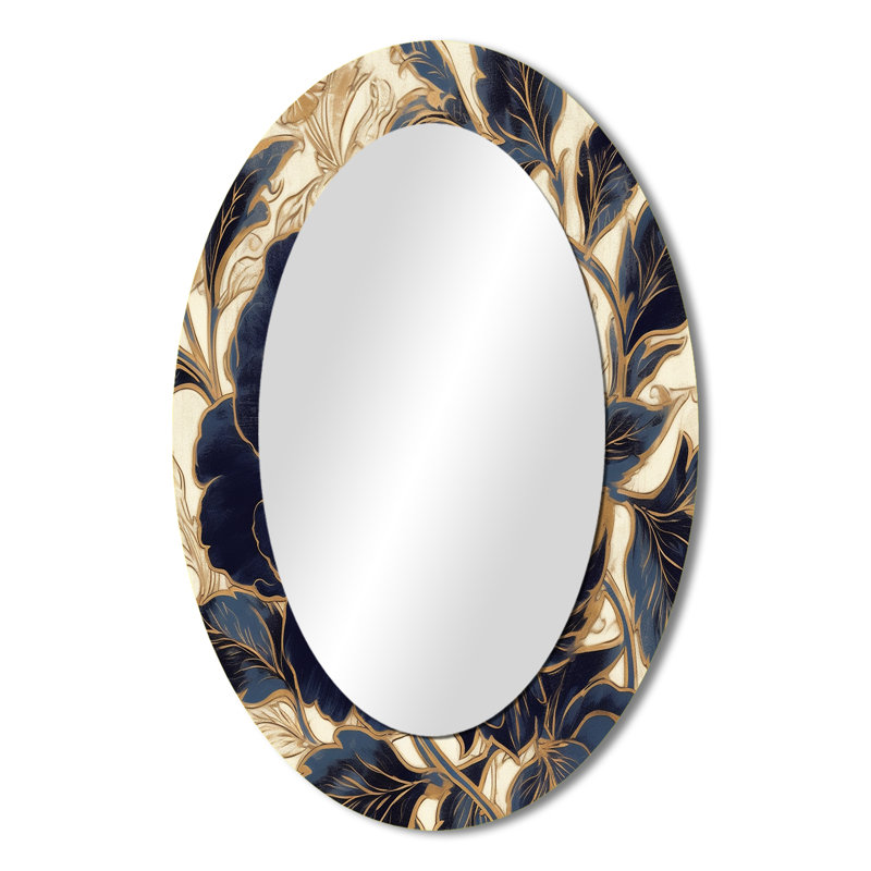 Décoration de miroir pivoines bleues et dorées célébration IV, 36 po x 24 po