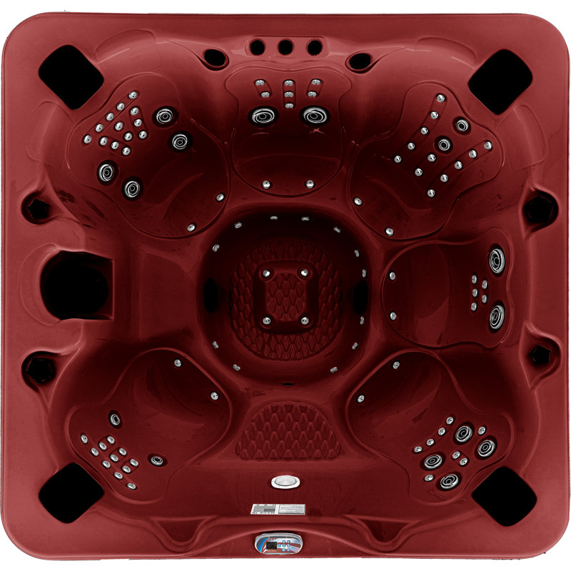 American Spas 7-Person 100-Jet Premium Bench Spa Standard Hot Tub With Sound System And LED Waterfall, White