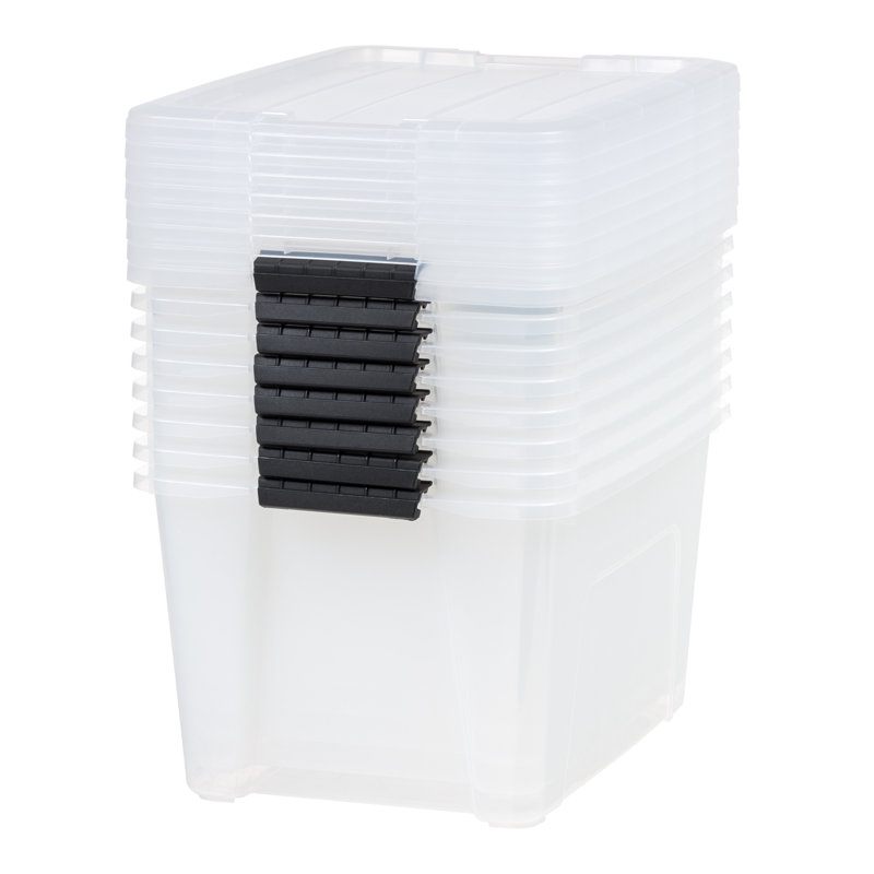 Clear 32 Qt Stackable Plastic Storage Bin with Lid