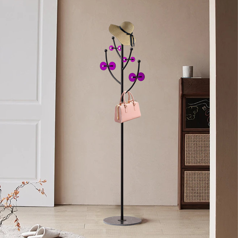 Coat Rack Freestanding With Marble Base, Black