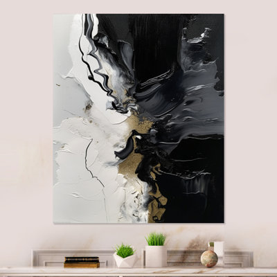 «Black Textured Splash Paint Art I», reproduction d'art sur toile