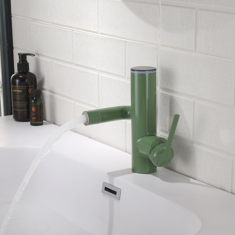 Single-Hole Single-Handle Bathroom Faucet With Drain Assembly, Green