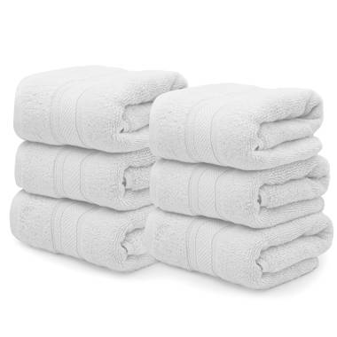 100% Cotton Bathroom Towel Set of 12 Absorbent Soft Plush Fast Drying Latitude Run Color: Gray/Yellow