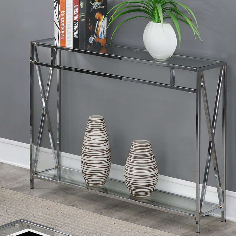 Darek 42'' Glass Top Console Table