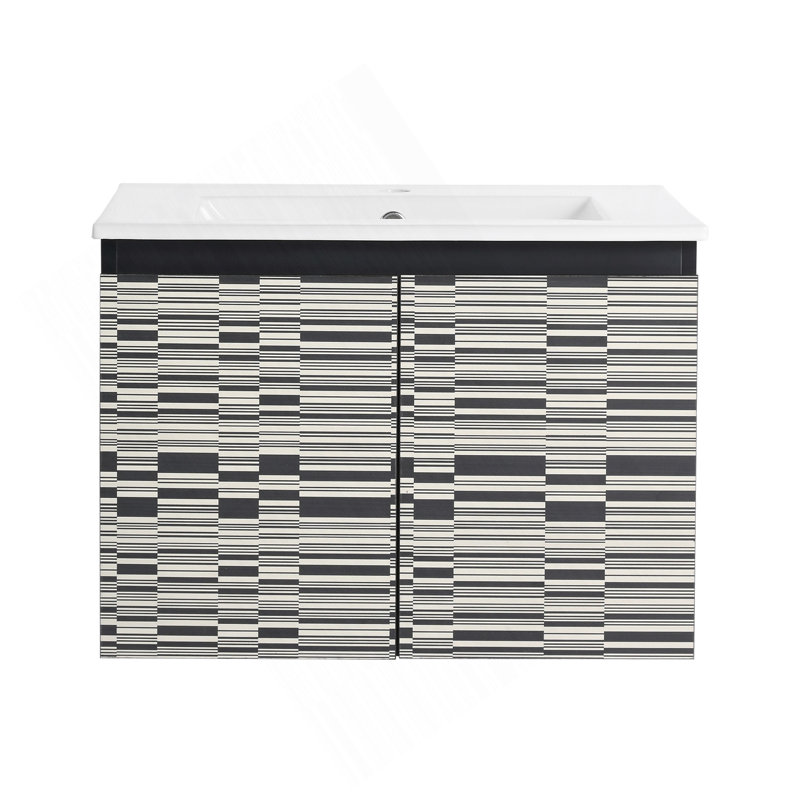 24'' Floating Wall-Mounted Bathroom Vanity With Ceramics Sink & Soft-Close Cabinet Door, KD-Package, 24"