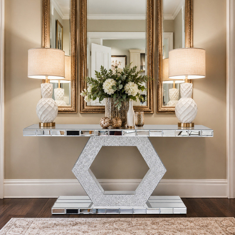Miroir d'entrée hexagonal en cristal Sparkling