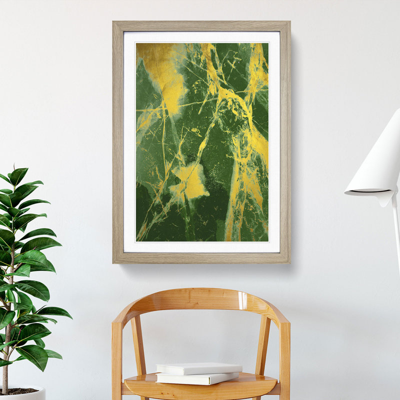 Golden Cracks - Picture Frame Painting, 90cm H x 65cm W x 2cm D, Oak Framed