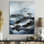 «Abstract Ocean Tiles Blue and Gold Coastal III», reproduction d'art moderne géométrique