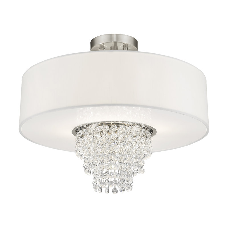 Plafonnier semi-encastré cylindrique de style lustre à 4 lumières de 18 po Rafaela