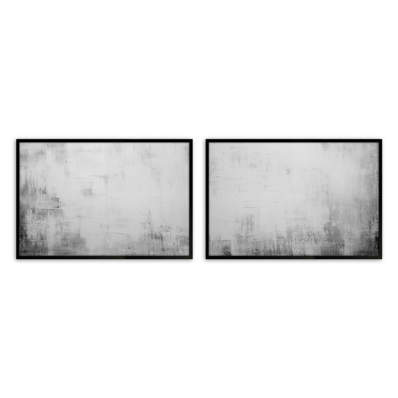 Ensemble de 2 impressions blanches silencieuses dans un cadre brossé, x 16 po, Noir satiné, 12" H x 30" W