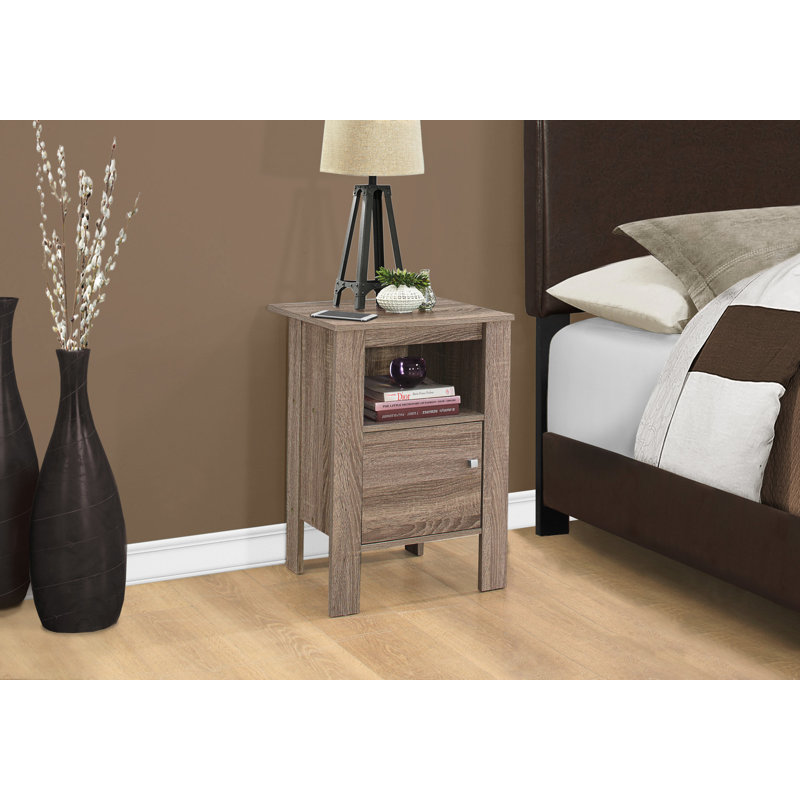 Mattews Accent Table, Side, End, Nightstand, Lamp, Storage, Living Room, Bedroom, Laminate, Dark Taupe