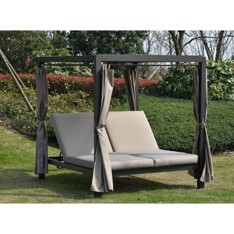 Chaise méridienne inclinable double avec coussin