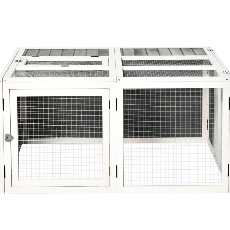 Cage extérieure grise, en bois avec gestion facile et porte pliante avec cochon d'Inde pour 1 à 4 lapins,