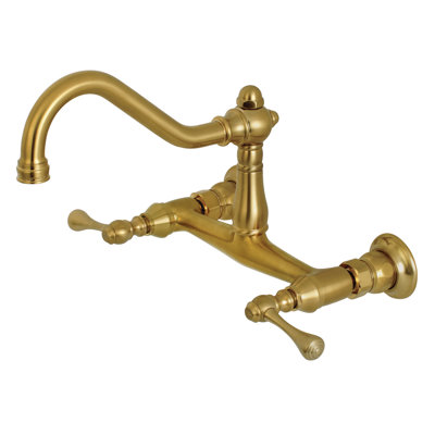 Kingston Brass Vintage Two-Handle 2-Hole Wall Mount Bathroom Faucet
