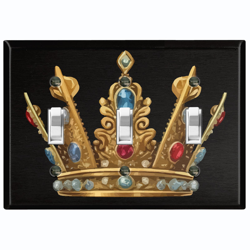 Plaque murale standard à 3 interrupteurs à bascule Elegant Jewel Crown