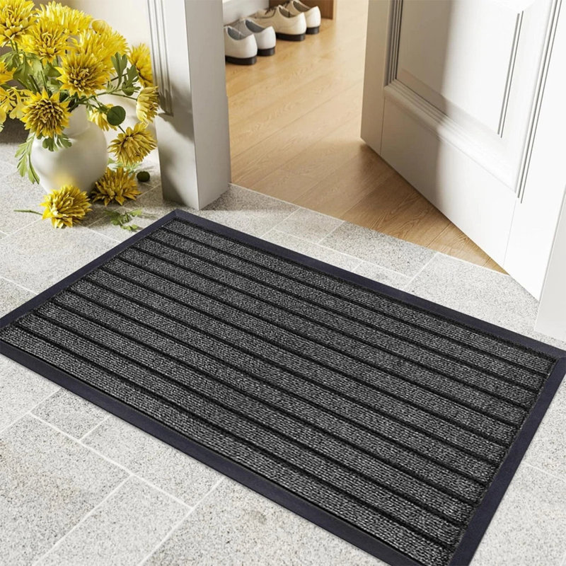 Heavy Duty Dirt Trapper Door Mat & Hallway Runner – Non-Slip Indoor Outdoor Washable Rubber Backed Entrance Mat