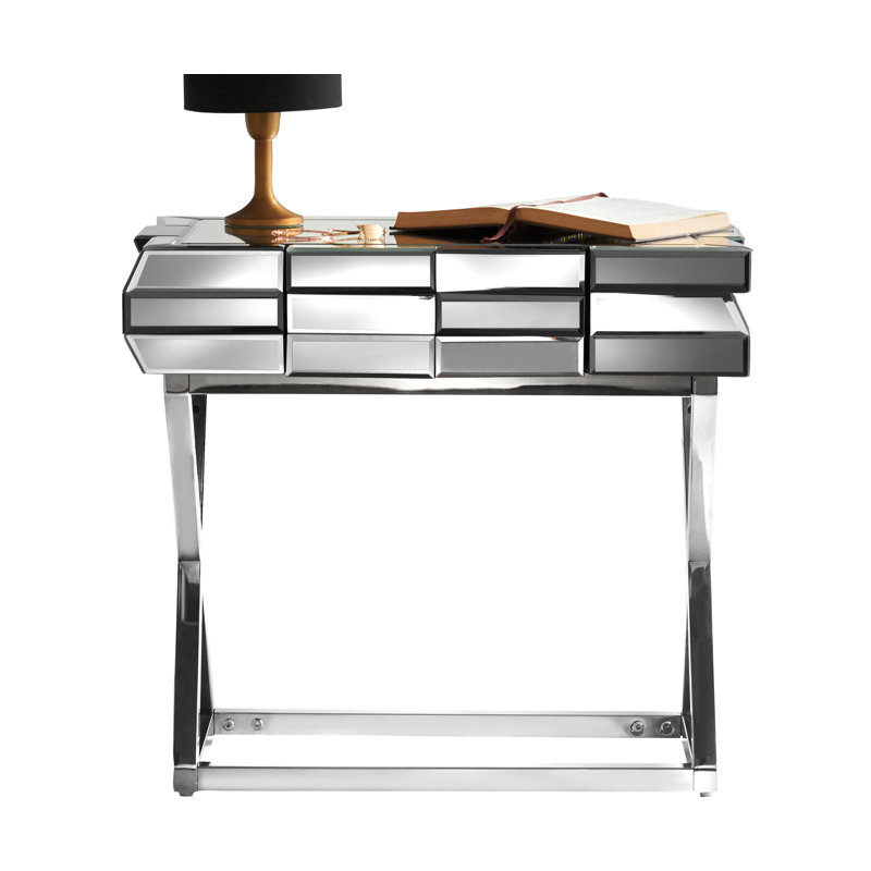 Guion Glass Top End Table, Grey
