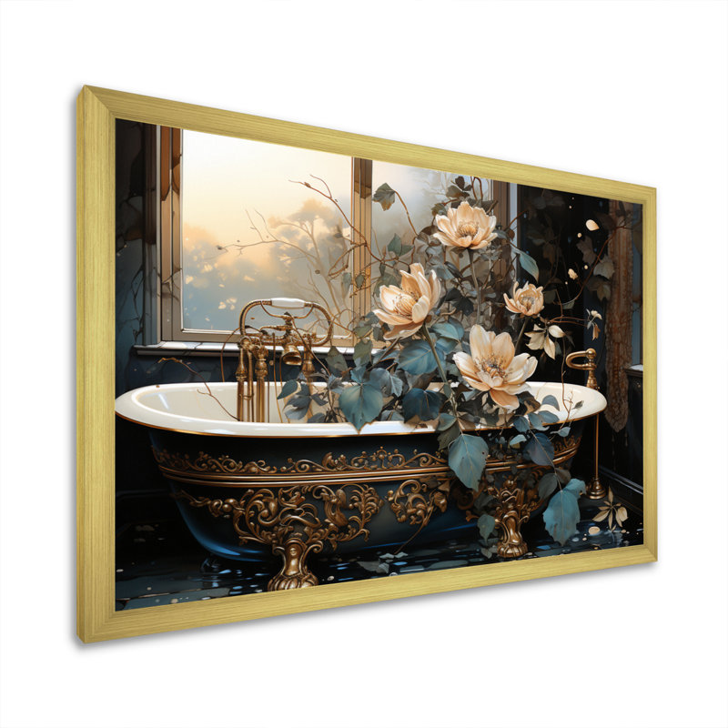 «Bathaign Made Of Gold II», impression d'art mural, H 16 po x l 32 po x P 1 po, Encadrement doré