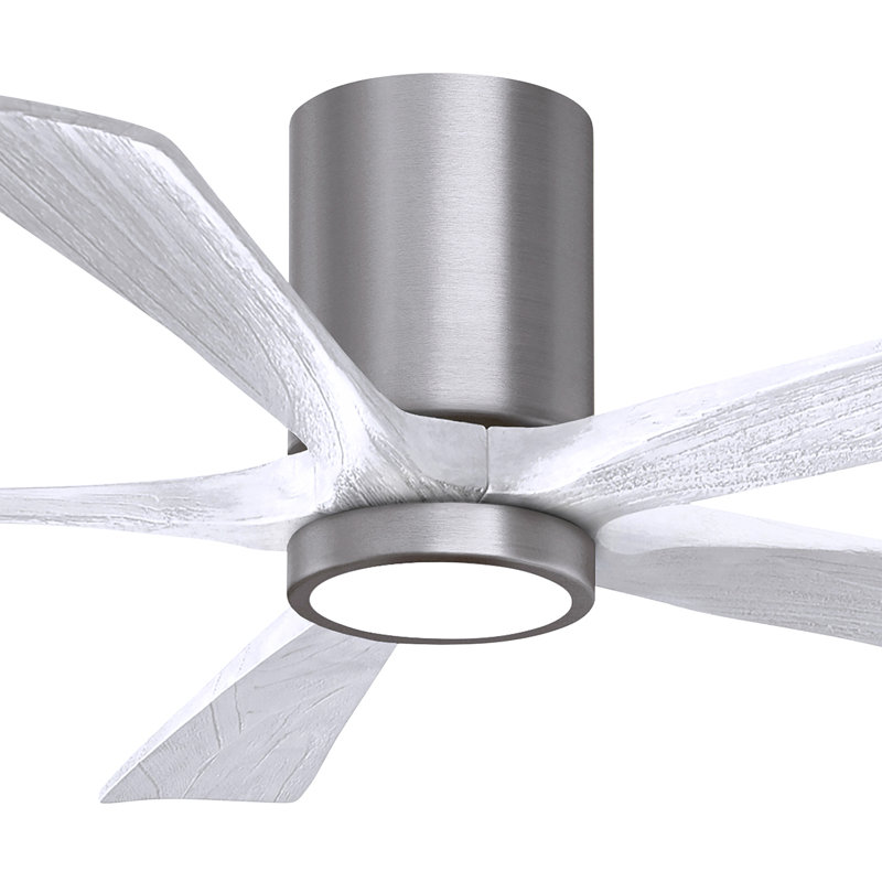 Ventilateur de plafond à 5 pales DEL avec ensemble d'éclairage inclus Irene, Étain brossé, 52", Blanc mat
