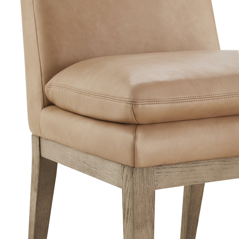 Chaise rembourrée en cuir Bethea, Similicuir brun clair Copley