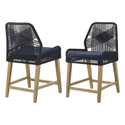 Chaise de comptoir en corde tissée avec coussin (ensemble de 2)