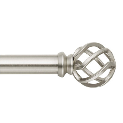 Mode Premium Collection 1 1/8 in Diameter Curtain Rod Set with Round Birdcage Finials and Steel Wall Mounted Adjustable Rod