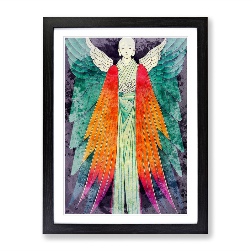 Beautiful Angel - Single Picture Frame Painting, 64cm H x 46cm W x 2cm D, Black Framed