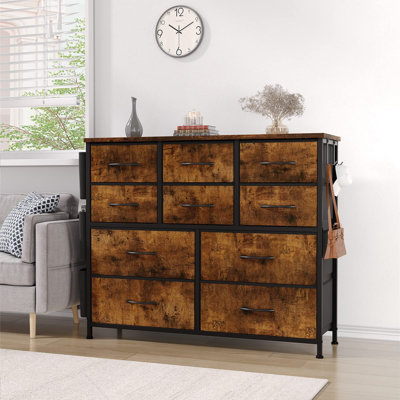 Commode 10 tiroirs, commode pour chambre à coucher avec 10 grands tiroirs de rangement en tissu