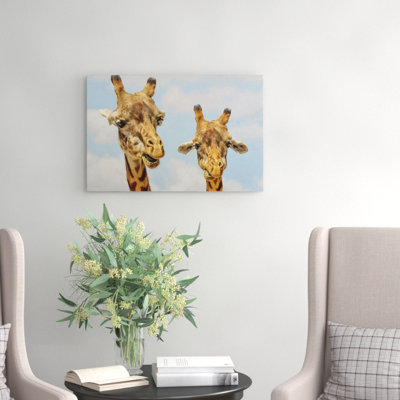 Two Giraffes Chewing Photographic - Wrapped Canvas