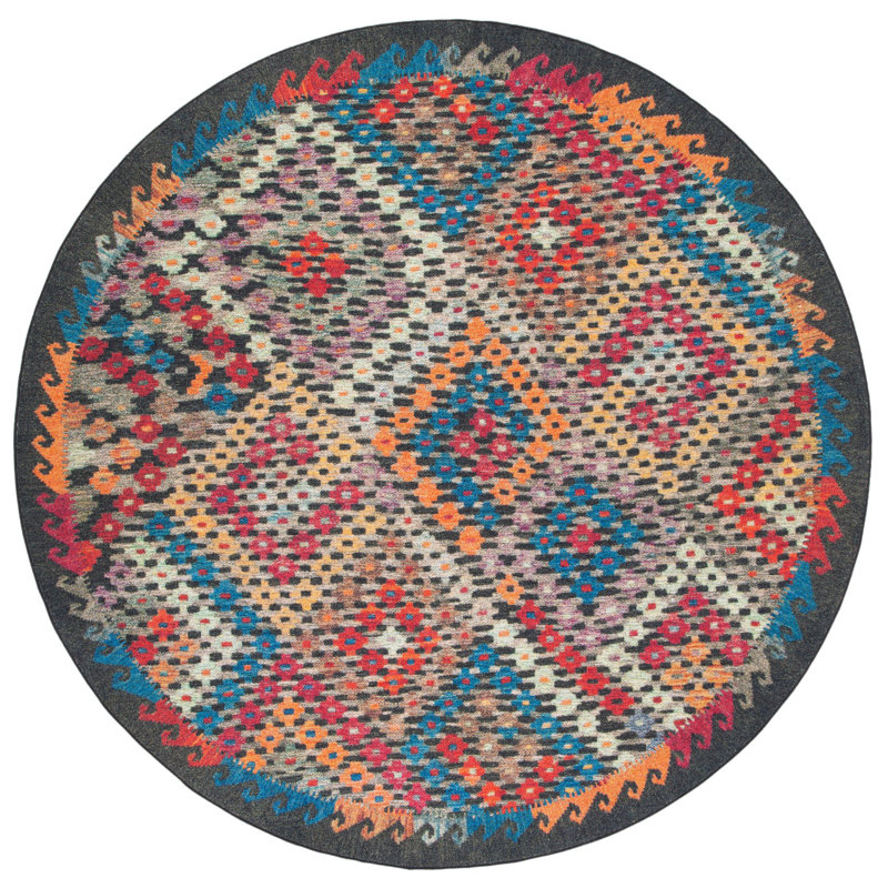 Avondale Journey Performance Machine Washable Southwestern Rug, Round 6'7"