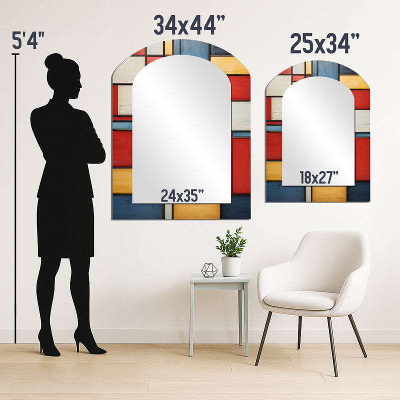 Geometric Abstraction Composition II - Geometric Irregular Shape Unique Mirror, Modern Asymmetrical Large Wall Mirror, Printed Metal Art