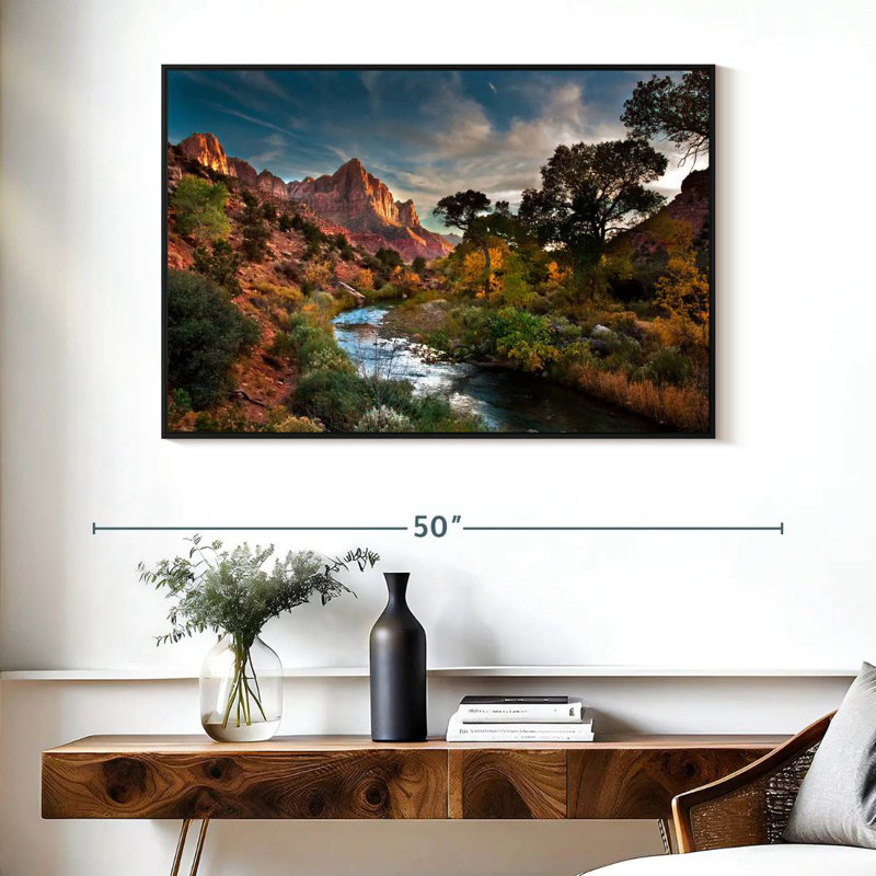 Paysage de Sion, Cadre flottant noir, 40 po x 27 po