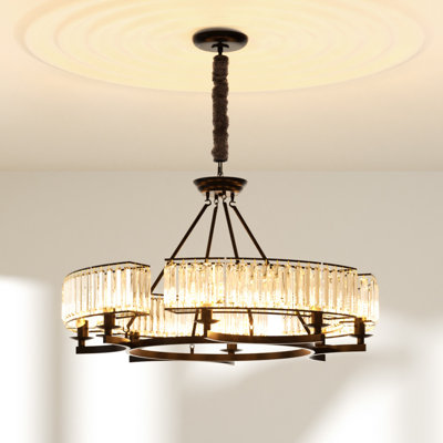 Crystal Semi Flush Mount Ceiling Light With Matel Accents