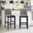 Full Back Bar Height Button Tufting Fabric Upholstered Bar Stools-642844954