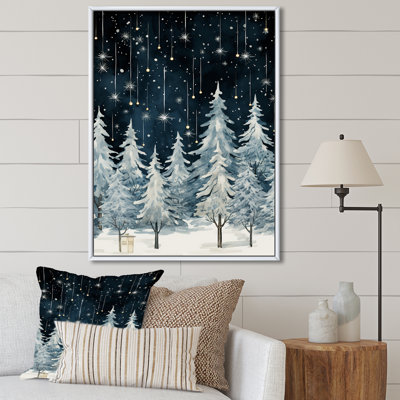«Winter Pine Tree Starry Night Sky I», reproduction sur toile encadrée