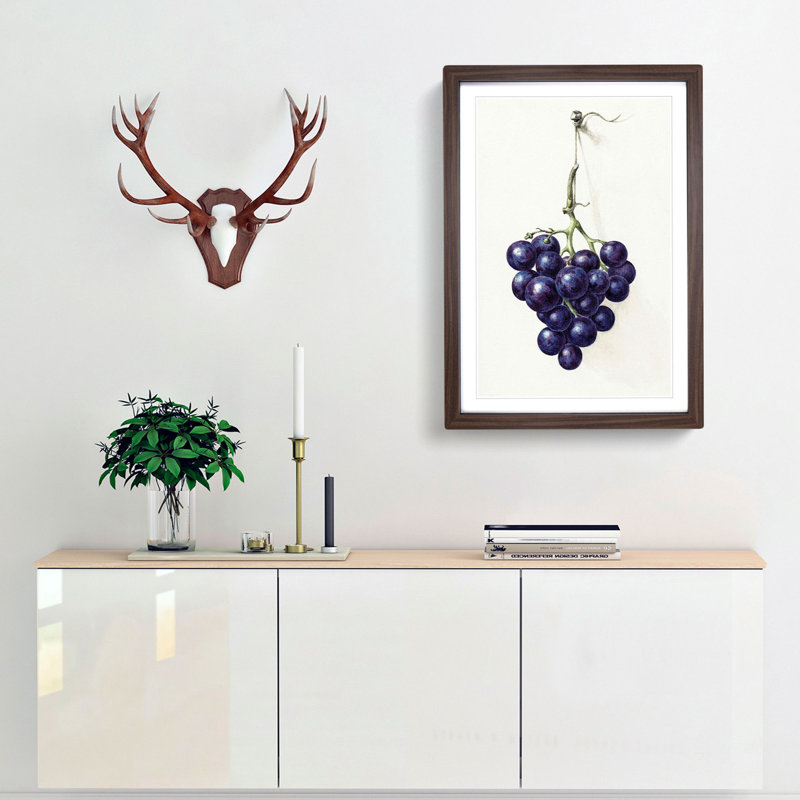 Bunch of Grapes by Jean Bernard - Picture Frame Art Print, 48cm H x 36cm W x 2cm D, Walnut Framed