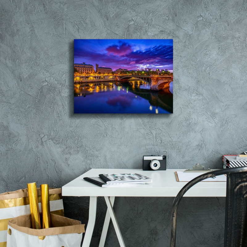 «Paris Pont Notredame Sunrise», art mural sur toile, 16 po x 12 po, H 12 po x l 16 po x P 0,75 po