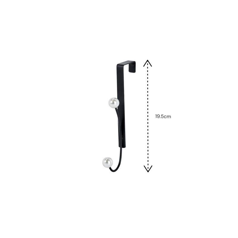 Tahiti Pearl Set Of 2 Over Door Hooks, Matte Black
