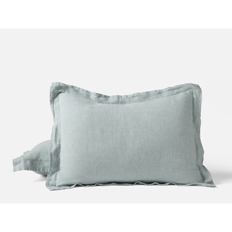 Coyuchi Organic Relaxed Linen Sham, Standard, Pacific Blue Chambray