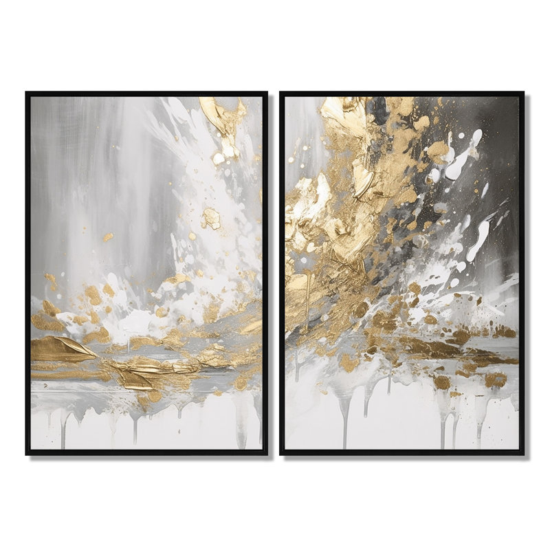 Flynn - impressions d'art moderne sur toile, H 36 po x l 48 po, Impression encadrée sans passe-partout, Noir