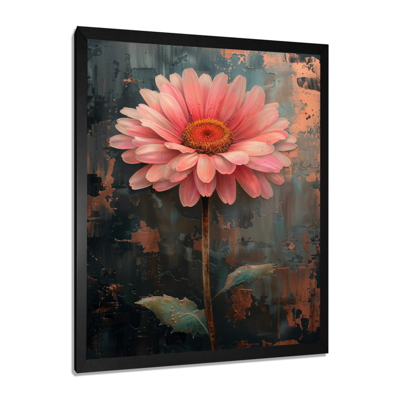 Décoration murale marguerites blanches et roses fragiles II, Cadre photo noir, H 30 po x l 40 po