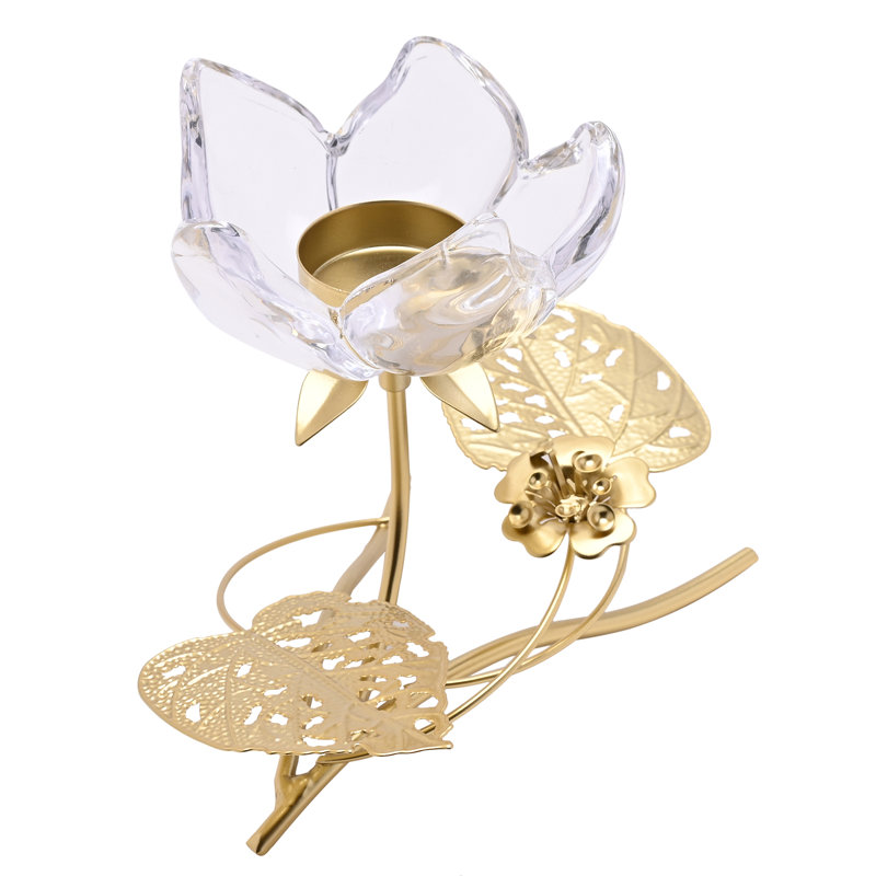 17.9Cm Glass Metal Tabletop Votive Holder
