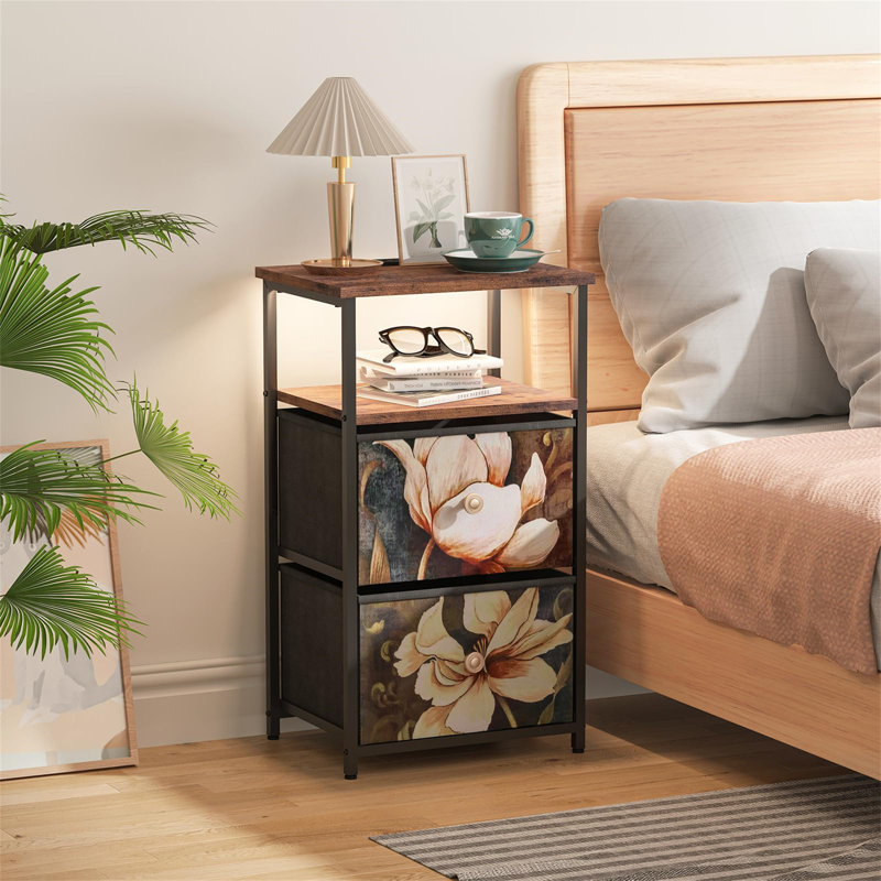 39.9cm W Metal Bedside Table