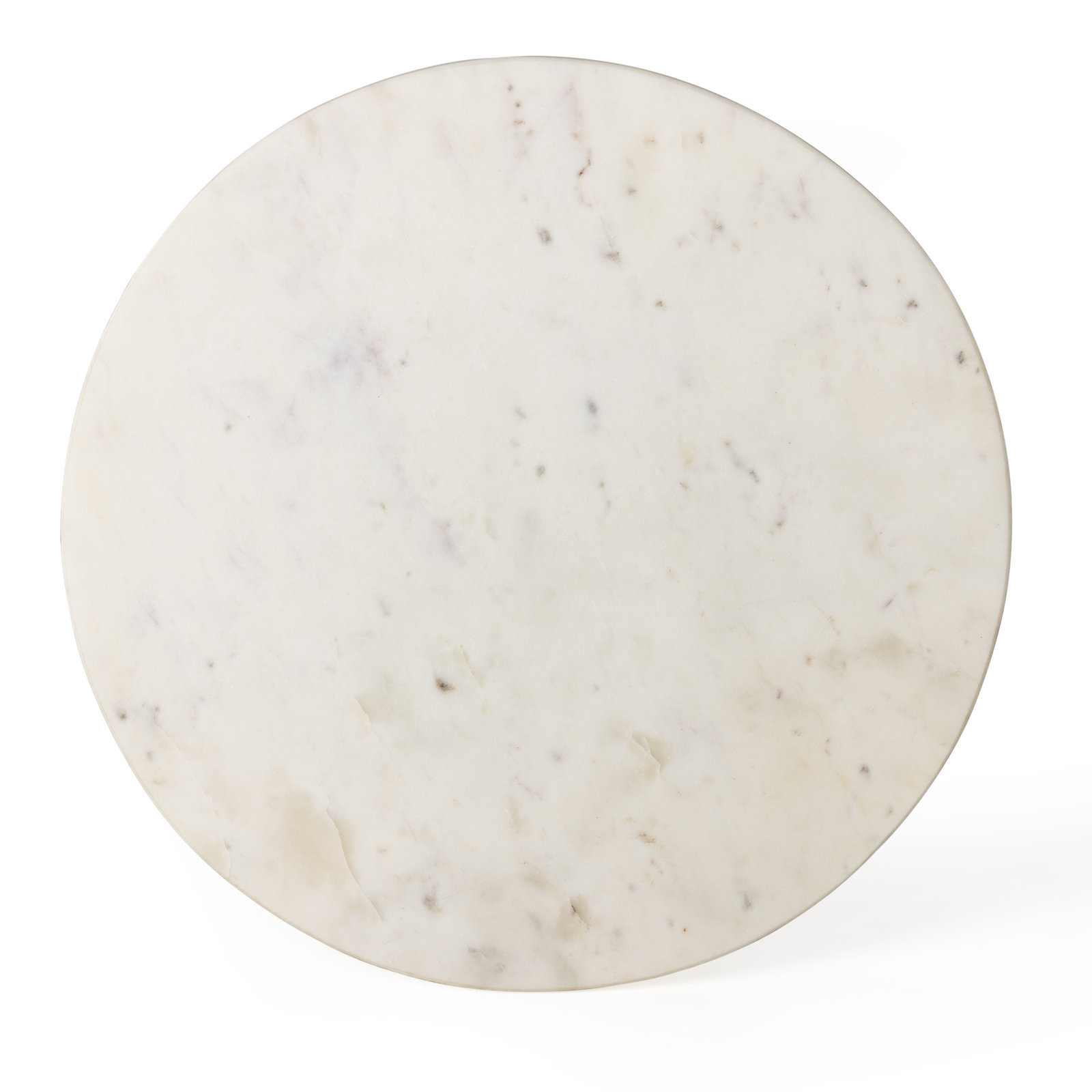 Zed Genuine Marble Pedestal End Table, Polished White