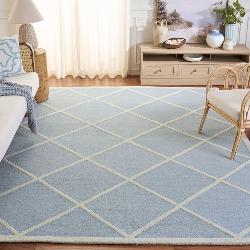 Sanyla Hand Tufted Wool Geometric Rug, Rectangle 8' x 10'
