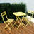 3 Piece Foldable Patio Bistro , Yellow. Metal Frame, And Rust-. Space For Outdoor Living Areas, Bistros, Balconies. Easy Setup Yellow 3 - Chairs Square Table, Pool Areas