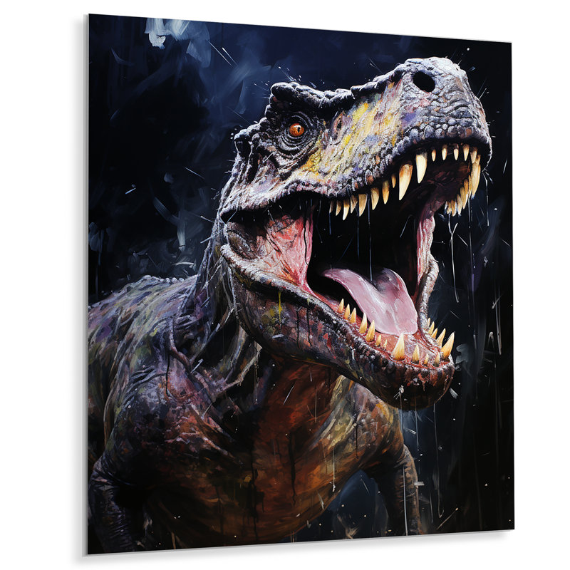 Prehistoric Tyrannosaurus Rawr In The Jungle - Dinosaurmetal Wall Art, 32" H x 16" W x 1" D