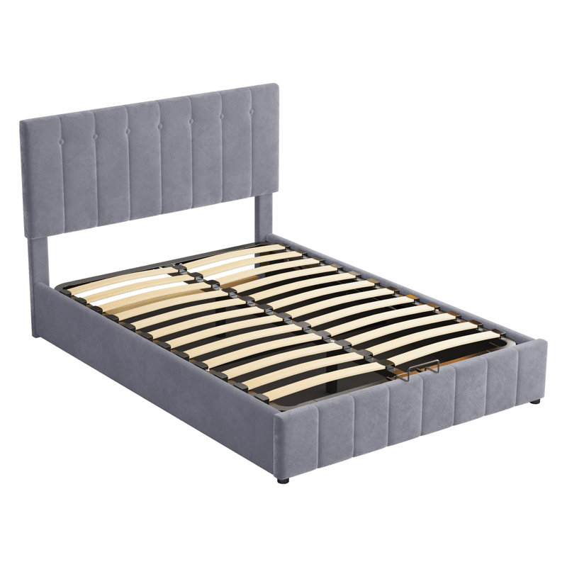 Alimah Upholstered EU Double - 140 X 200 Cm Ottoman Storage Bed, Grey